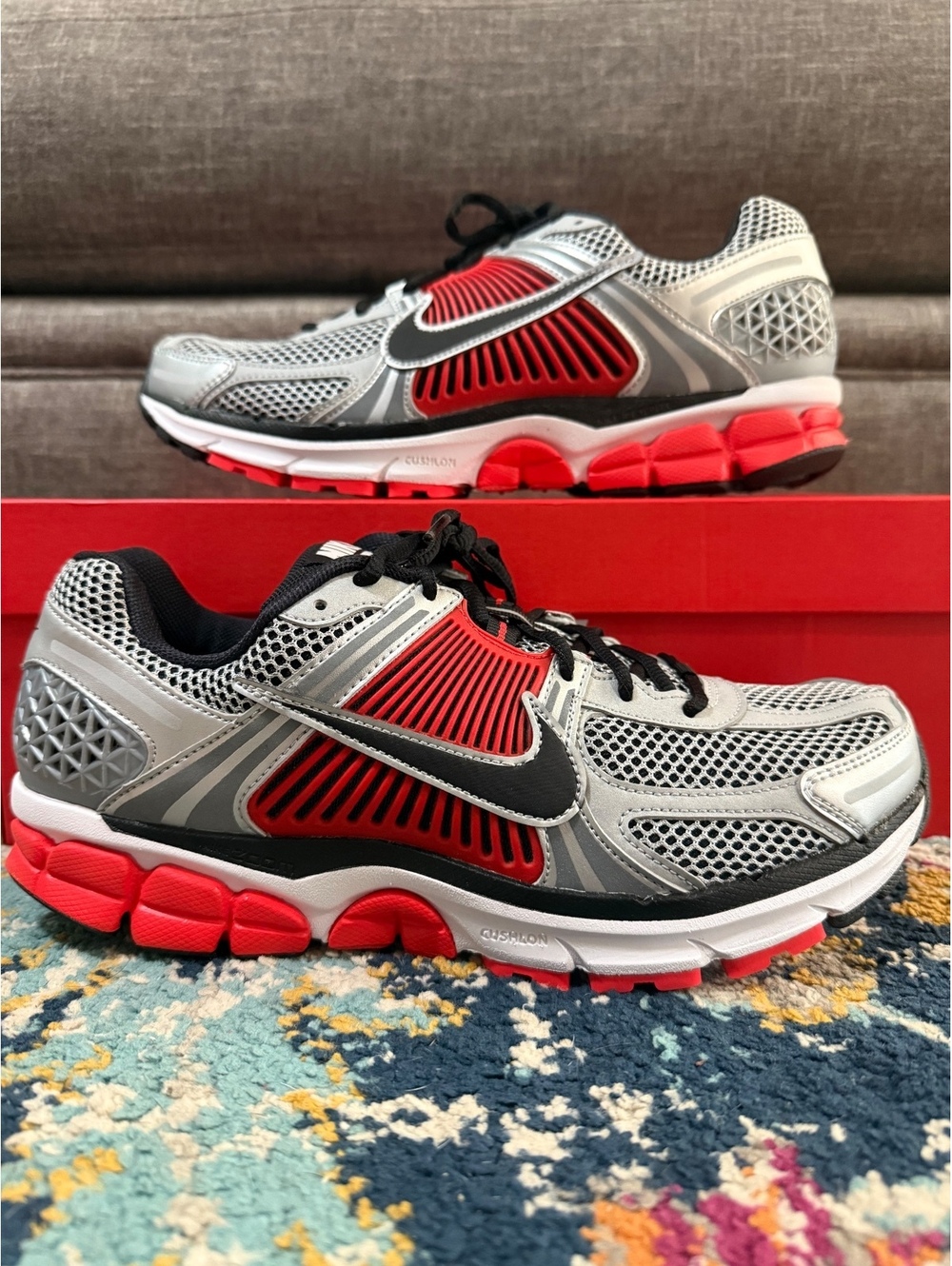 Size 10 - Nike Air Zoom Vomero 5 “Bright Crimson Metallic Silver”